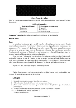 Première page de Philosophie 2nde D — 1er devoir surveillé, 1er semestre (2018-2019) · ceg ouenou