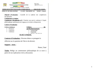 Première page de Philosophie 1ère A, 1ère A1, 1ère A2, 1ère B — 1re production scolaire, 1er semestre (2019-2020) · CEG1 Adjarra