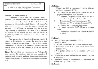 Première page de Mathématiques 1ère D — Devoir surveillé, 1er semestre (2018-2019) · CEG Banikanni