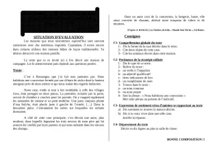 Première page de Français 6e — 1er devoir surveillé, 1er semestre (2018-2019) · ceg ouenou