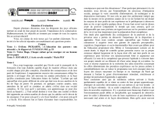 Première page de Français Tle A1, Tle A2, Tle B, Tle C, Tle D — Devoir surveillé (2018-2019) · CEG1 Covè