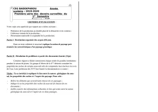Première page de SVT 4e, 4e ML, 3e, 3e ML — 1er devoir surveillé, 1er semestre (2019-2020) · CEG BADEKPAROU