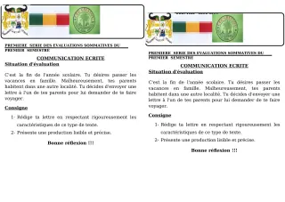 Première page de Français 6e — 1re évaluation sommative, 1er semestre (2019-2020) · CEG GBESSOU