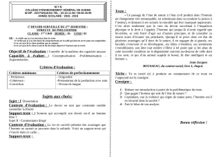 Première page de Philosophie 1ère C, 1ère D — 1er devoir surveillé, 2e semestre (2018-2019) · ceg guema