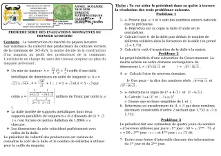 Première page de Mathématiques 3e, 3e ML — 1re évaluation sommative, 1er semestre (2019-2020) · CEG GBESSOU