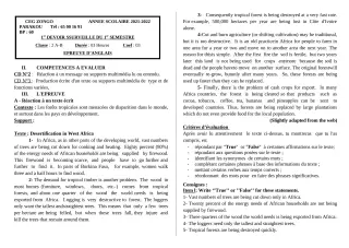 Première page de Anglais 2nde A, 2nde A2, 2nde B — 1er devoir surveillé, 1er semestre (2021-2022) · CEG ZONGO