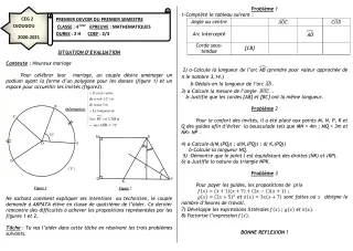 Première page de Mathématiques 4e — 1er devoir surveillé, 1er semestre (2020-2021) · CEG 2 Djougou
