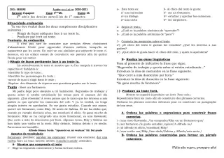 Première page de Espagnol 3e ML — Devoir surveillé, 1er semestre (2020-2021) · CEG SEKERE