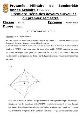 Première page de Mathématiques Tle D — 1er devoir surveillé, 1er semestre (2019-2020) · PMB