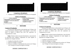Première page de Histoire-Géographie 4e, 4e ML — 1er devoir surveillé, 1er semestre (2018-2019) · ceg ouenou