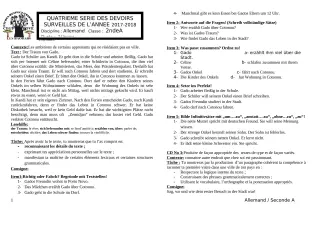 Première page de Allemand 2nde A1, 2nde A2, 2nde B — Devoir surveillé (2017-2018) · CEG1 Covè