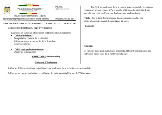 Première page de Histoire-Géographie 1ère C, 1ère D — 2e production scolaire, 2e semestre (2019-2020) · CEG1 Adjarra