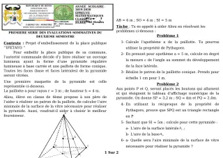 Première page de Mathématiques 4e, 4e ML — 1re évaluation sommative, 2e semestre (2019-2020) · CEG GBESSOU