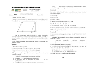 Première page de Mathématiques 6e — Devoir surveillé (2022-2023) · CEG SEKERE