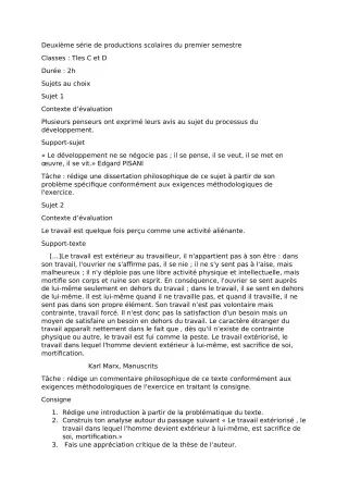 Première page de Philosophie Tle C, Tle D — 2e production scolaire, 1er semestre (2022-2023) · CEG1 Ikpinlè