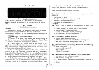 Première page de Anglais 3e, 3e ML — 1er devoir surveillé, 2e semestre (2018-2019) · ceg ouenou