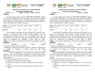Première page de Mathématiques 1ère A2 — 1er devoir surveillé, 2e semestre (2023-2024) · CEG SEKERE