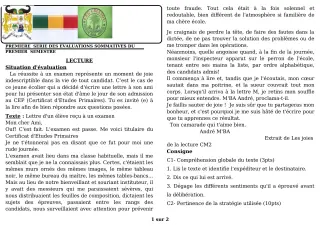 Première page de Français 6e — 1re évaluation sommative, 1er semestre (2019-2020) · CEG GBESSOU