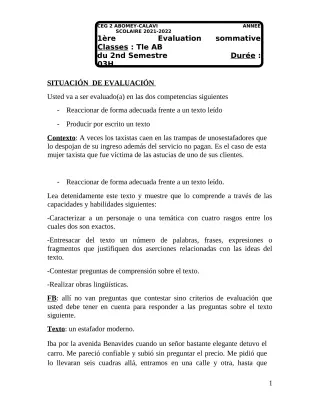 Première page de Espagnol Tle A1 — 2e semestre (2021-2022) · CEG2 ABOMEY - CALAVI (CEG ZOCA)