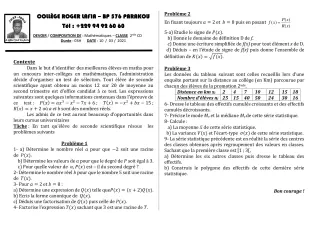 Première page de Mathématiques 2nde C, 2nde D — Composition, 2e trimestre (2020-2021) · CPEG Roger LAFIA