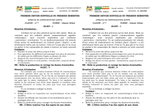 Première page de Français 6e — 1er devoir surveillé, 1er semestre (2021-2022) · CEG SEKERE