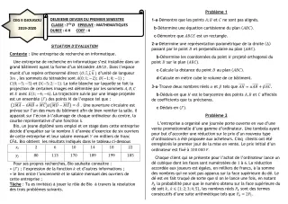 Première page de Mathématiques Tle D — 2e devoir surveillé, 1er semestre (2019-2020) · CEG 2 Djougou