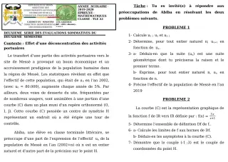 Première page de Mathématiques Tle A1 — 2e évaluation sommative, 2e semestre (2019-2020) · CEG GBESSOU