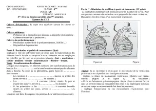 Première page de SVT 6e — 1er devoir surveillé, 2e semestre (2018-2019) · CEG Banikanni