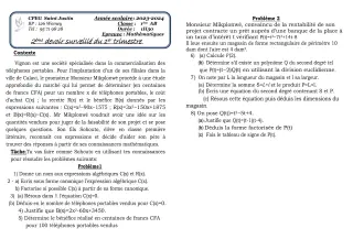 Première page de Mathématiques 1ère A2, 1ère B — 2e devoir surveillé, 1er trimestre (2023-2024) · CPEG SAINT Justin