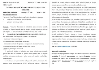 Première page de Espagnol 3e ML — 1er devoir surveillé (2018-2019) · CEG 2 KANDI