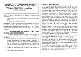 Première page de Espagnol 1ère B — Devoir surveillé, 1er semestre (2021-2022) · CEG ZONGO