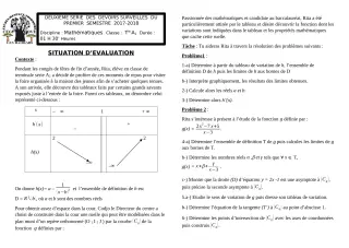 Première page de Mathématiques Tle A1 — 2e devoir surveillé, 1er semestre (2017-2018) · CEG1 Covè