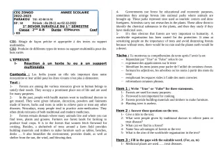 Première page de Anglais 2nde C, 2nde D — 1er devoir surveillé, 1er semestre (2022-2023) · CEG ZONGO