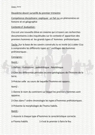 Première page de Histoire-Géographie 6e, 5e, 4e, 4e ML, 3e, 3e ML, 2nde B, 2nde D, 1ère A2, 1ère B, 1ère D, Tle A2, Tle B, Tle D — 2e devoir surveillé, 1er trimestre (2020-2021) · CPEG LA RECADE