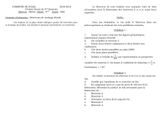 Première page de Mathématiques 4e, 4e ML — 1er devoir surveillé, 2e semestre (2018-2019) · CEG 2 N'DALI
