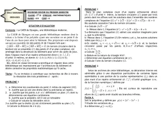 Première page de Mathématiques Tle D — 2e devoir surveillé, 1er semestre (2020-2021) · CEG 2 Djougou