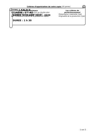 Première page de SVT 1ère A2 — Évaluation sommative (2019-2020) · CEG1 Kalalé