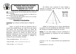 Première page de Mathématiques 3e, 3e ML — 1er devoir surveillé, 2e semestre (2017-2018) · CEG1 Covè