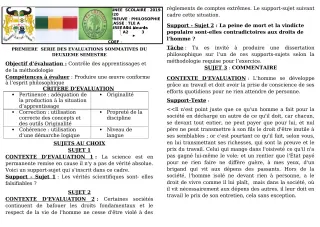Première page de Philosophie Tle A1, Tle A2 — 1re évaluation sommative, 2e semestre (2019-2020) · CEG GBESSOU