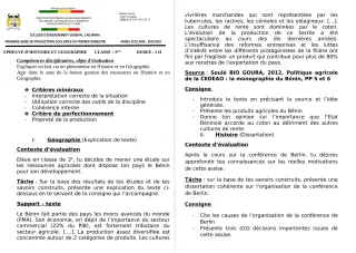 Première page de Histoire-Géographie 3e, 3e ML — 1re production scolaire, 1er semestre (2019-2020) · CEG1 Adjarra
