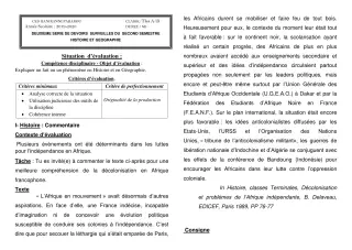 Première page de Histoire-Géographie Tle A2, Tle B — 2e devoir surveillé, 2e semestre (2019-2020) · CEG Banikanni