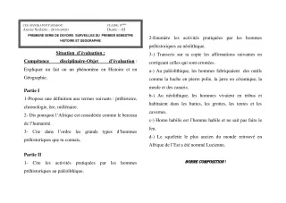 Première page de Histoire-Géographie 6e — 1er devoir surveillé, 1er semestre (2019-2020) · CEG Banikanni