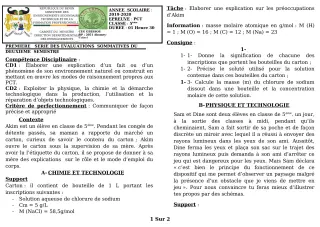 Première page de PCT 5e — 1re évaluation sommative, 2e semestre (2019-2020) · CEG GBESSOU