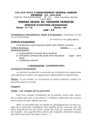 Première page de Histoire-Géographie 6e, 5e, 4e, 4e ML, 3e, 3e ML, 2nde A, 2nde A1, 2nde A2, 2nde B, 2nde C, 2nde D, 1ère A, 1ère A1, 1ère A2, 1ère B, 1ère D, Tle A, Tle A1, Tle A2, Tle B, Tle C, Tle D — 1er devoir su