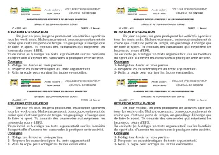 Première page de Français 4e — 1er devoir surveillé, 2e semestre (2021-2022) · CEG SEKERE