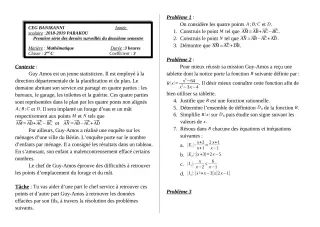 Première page de Mathématiques 2nde C — 1er devoir surveillé, 2e semestre (2018-2019) · CEG Banikanni