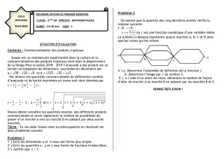Première page de Mathématiques 2nde A2, 2nde B — 2e devoir surveillé, 1er semestre (2019-2020) · CEG 2 Djougou