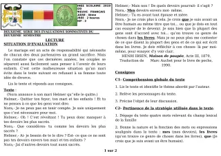 Première page de Français 4e, 4e ML — 2e évaluation sommative, 2e semestre (2019-2020) · CEG GBESSOU