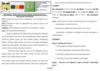 Première page de Allemand 3e ML — 1re évaluation sommative, 2e semestre (2019-2020) · CEG GBESSOU