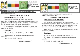 Première page de Français 5e — 1re évaluation sommative, 2e semestre (2019-2020) · CEG GBESSOU